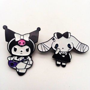 Pins Kuromi CInnamoroll Enamel Sanrio Hello Kitty Friends Black Emo Scene Rave